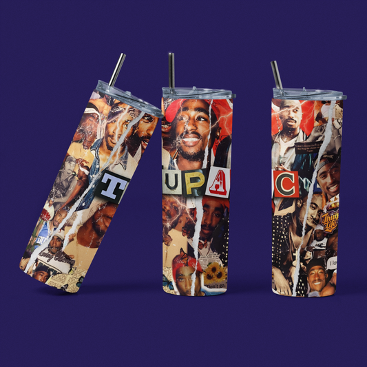 Rap Legend - Vaso aislado de acero inoxidable de 20 oz con tapa de plástico resistente a fugas y pajita de metal con cepillo de limpieza para pajita incluido