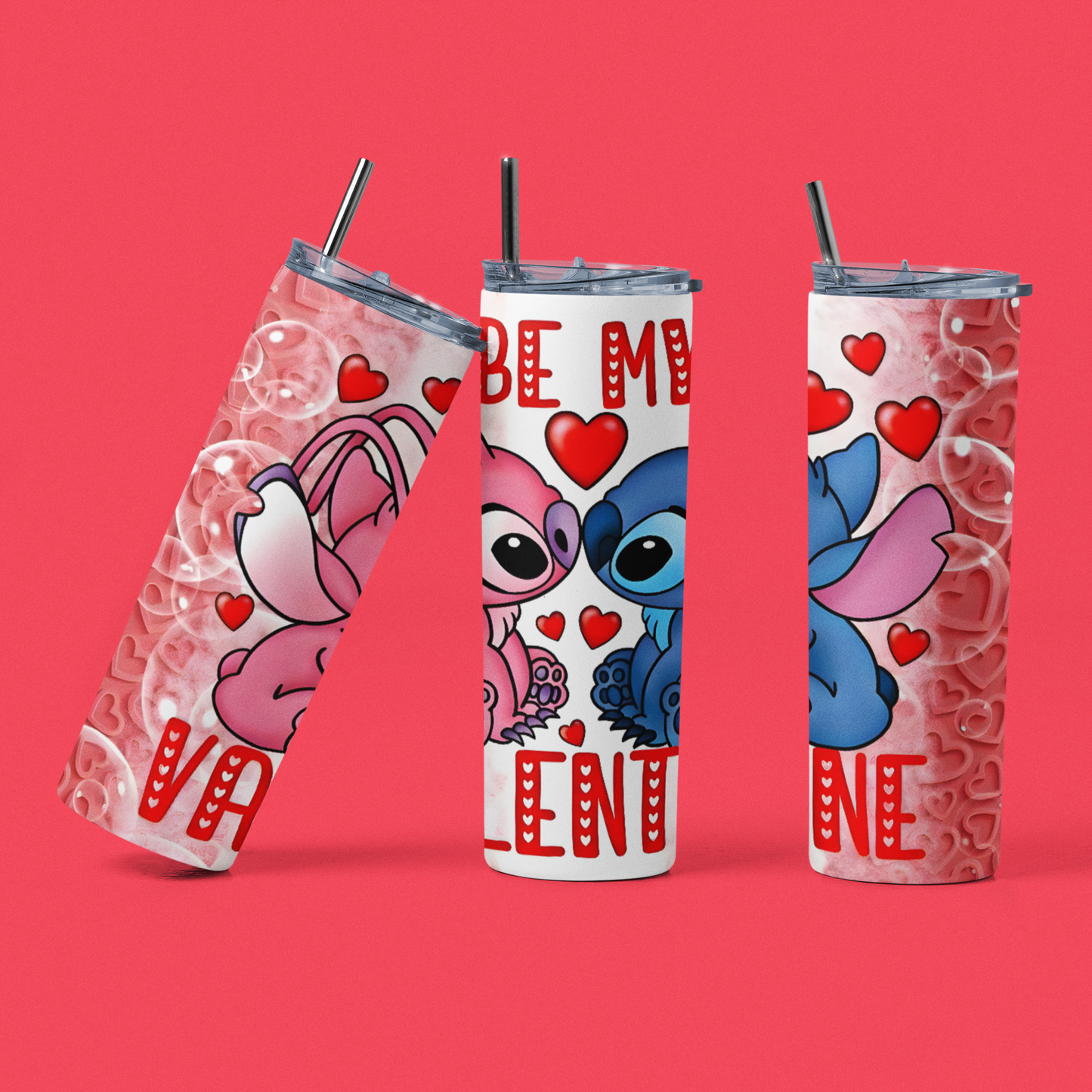 Alien Valentine - 20 oz Insulated Stainless Steel Tumbler with Plastic Leak Resistant Lid and Metal Straw with Straw Cleaning Brush included