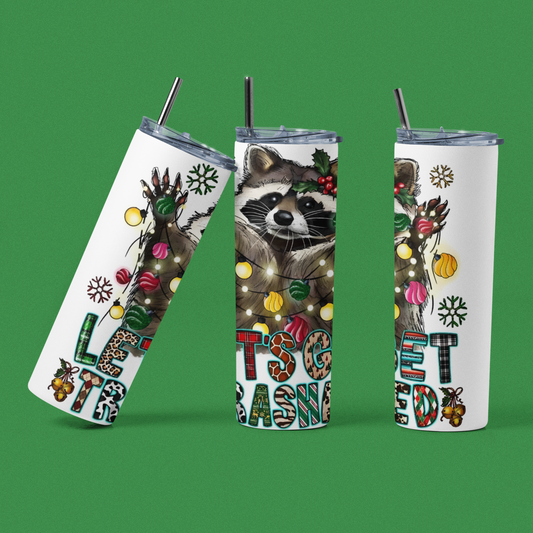 Let's Get Trash Panda - 20 oz Insulated Stainless Steel Tumbler with Plastic Leak Resistant Lid and Metal Straw with Straw Cleaning Brush included