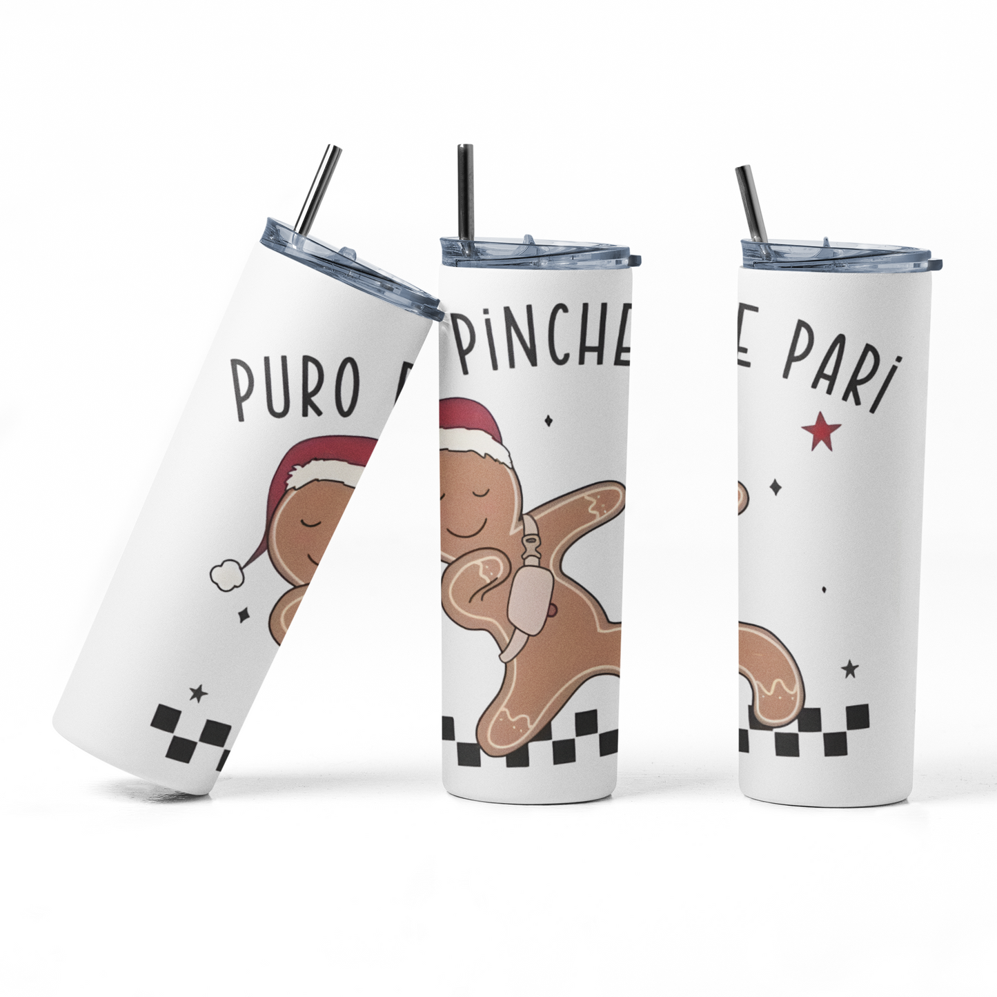 Puro P*nche Pari - 20 oz Insulated Stainless Steel Tumbler with Plastic Leak Resistant Lid and Metal Straw with Straw Cleaning Brush included