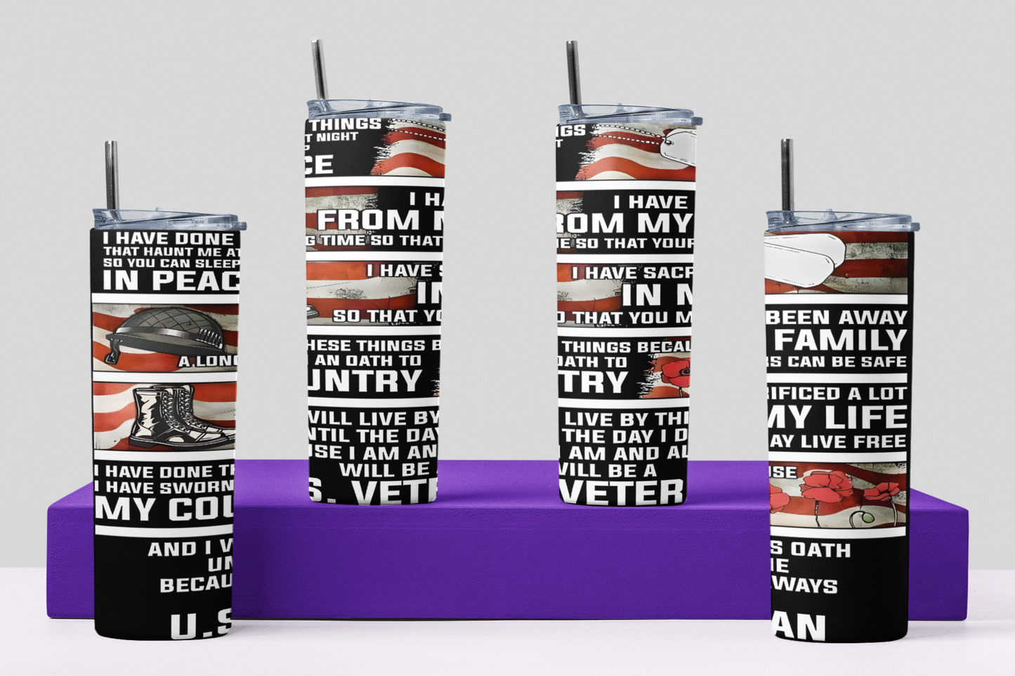 I Live By This Oath Vet - 20 oz Insulated Stainless Steel Tumbler with Plastic Leak Resistant Lid and Metal Straw with Straw Cleaning Brush included