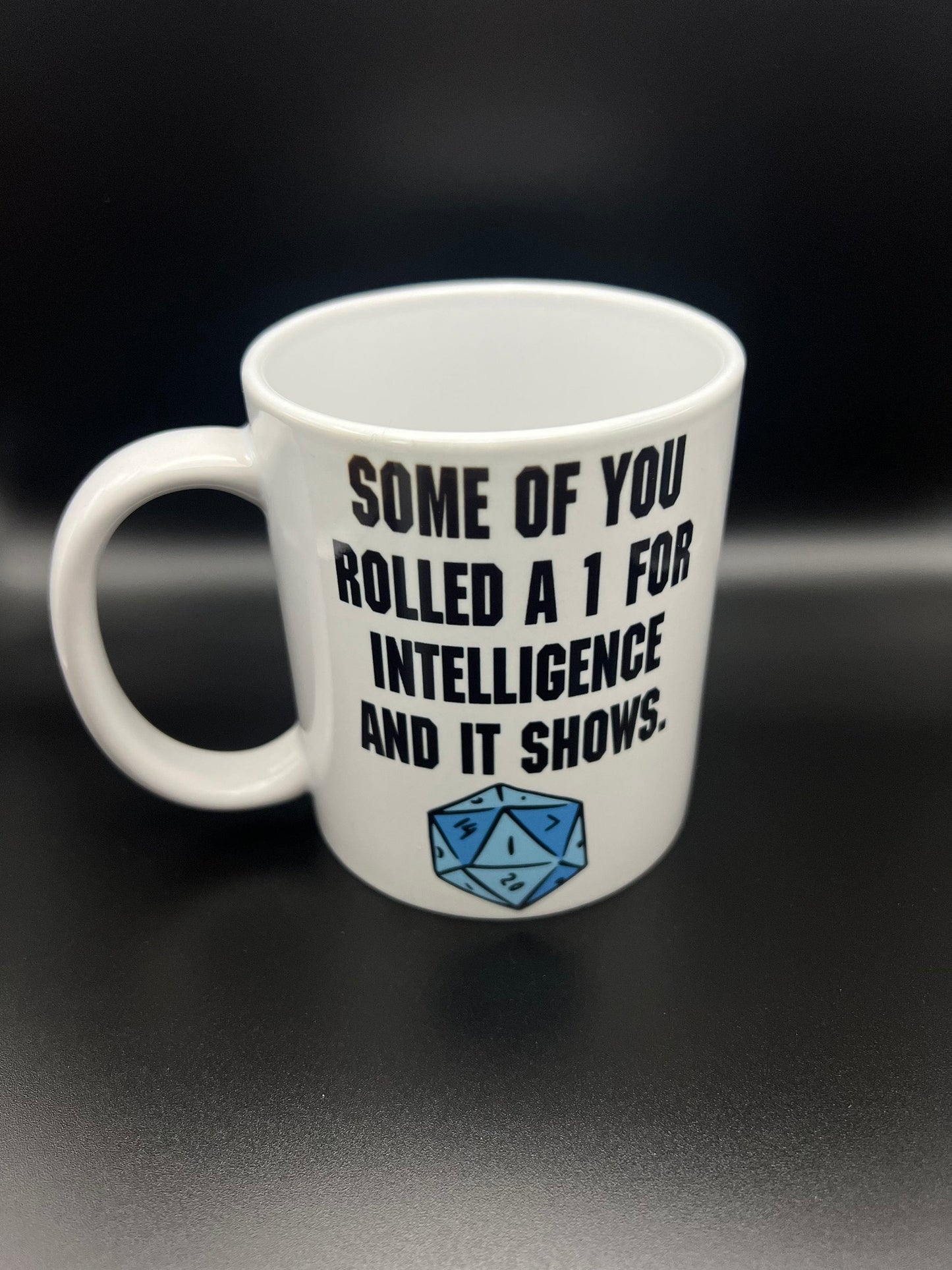 Rolled Intelligence - 15 oz Ceramic Mug Enamel Coated with handle. design printed on both sides