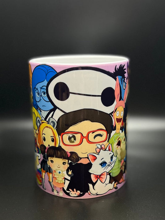 Cartoon Therapy - Taza de cerámica de 15 oz con revestimiento esmaltado y asa. diseño impreso en ambos lados