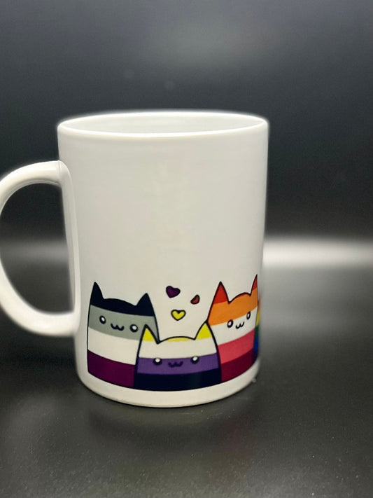 Purrride Kitties - 15 oz Ceramic Mug Enamel Coated with handle. design printed on both sides