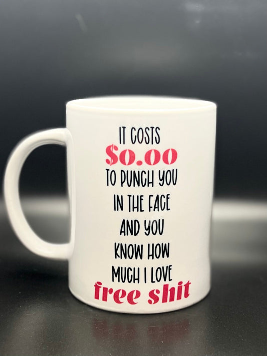 I Love Free - Taza de cerámica de 15 oz con revestimiento esmaltado y asa. diseño impreso en ambos lados