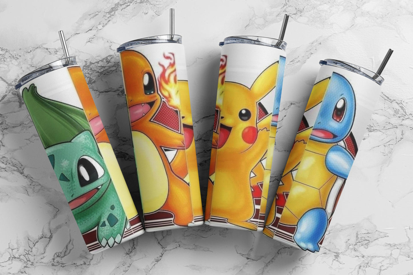 Pokemon - 20 oz Insulated Stainless Steel Tumbler with Plastic Leak Resistant Lid and Metal Straw with Straw Cleaning Brush included