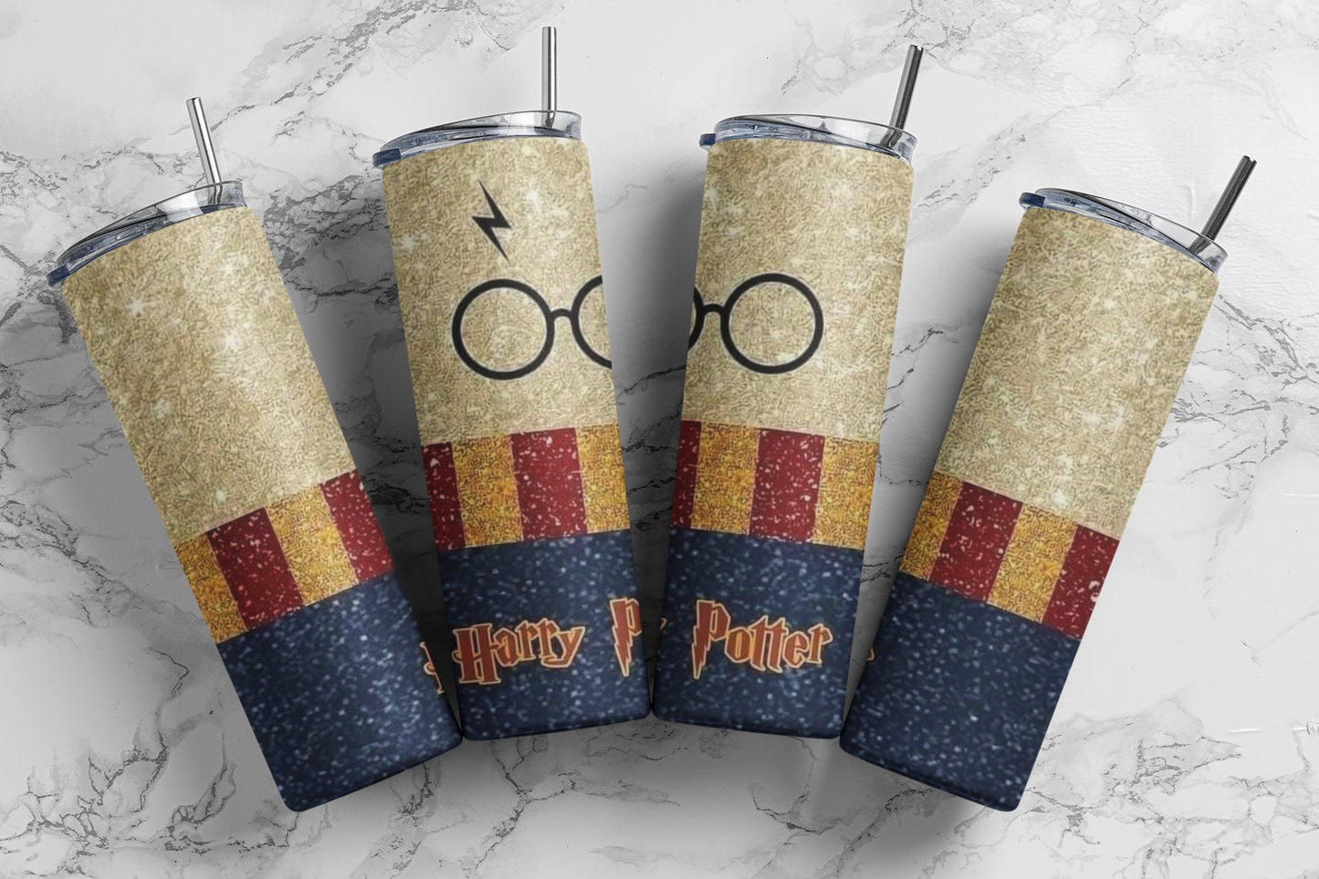 You're A Wizard HP Glitter - 20 oz Insulated Stainless Steel Tumbler with Plastic Leak Resistant Lid and Metal Straw with Straw Cleaning Brush included