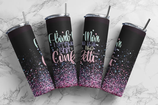 F-Bomb Type of Mom - Vaso de acero inoxidable aislado de 20 oz con tapa de plástico resistente a fugas y pajita de metal con cepillo de limpieza de pajita incluido