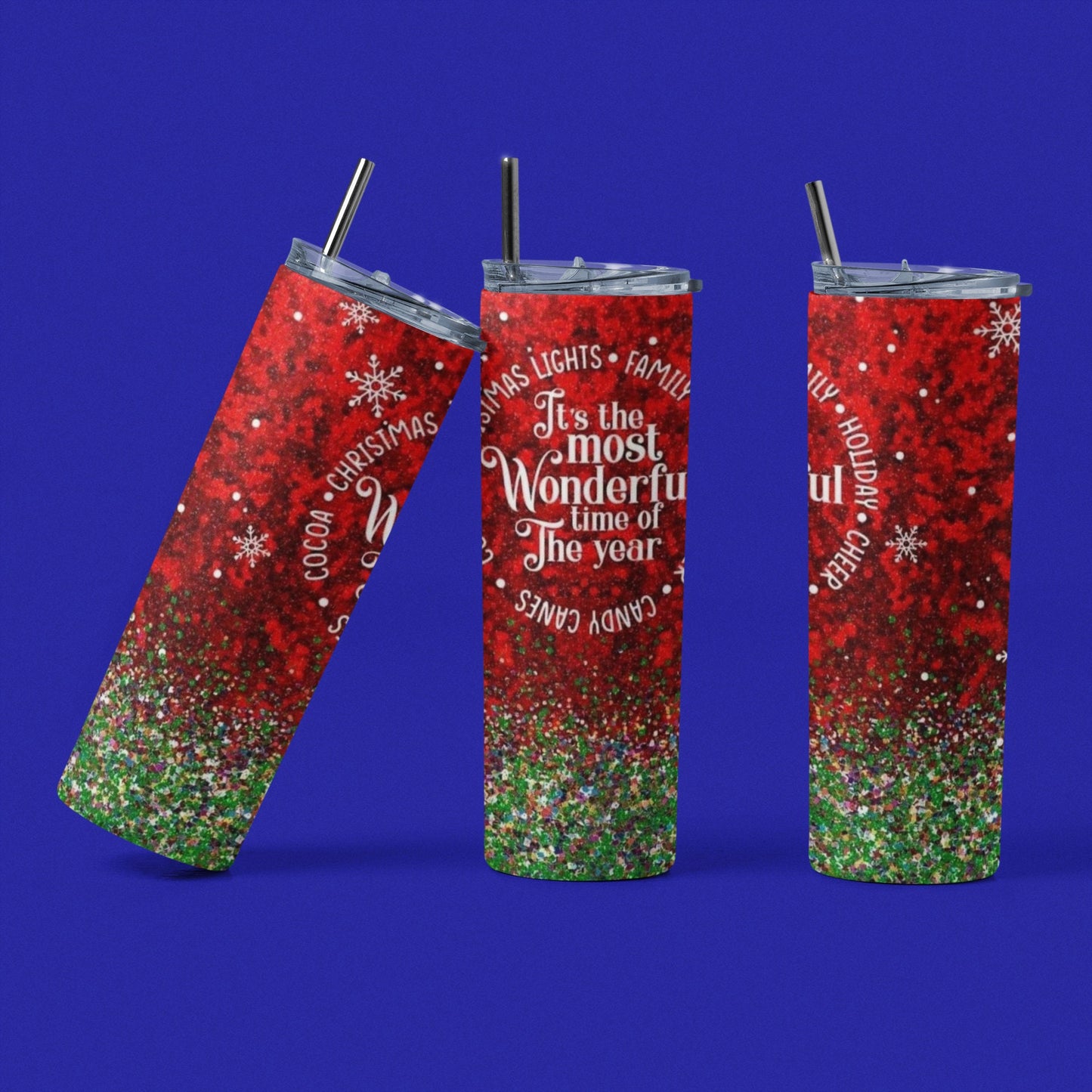 It's the Most Wonderful Time - 20 oz Insulated Stainless Steel Tumbler with Plastic Leak Resistant Lid and Metal Straw with Straw Cleaning Brush included