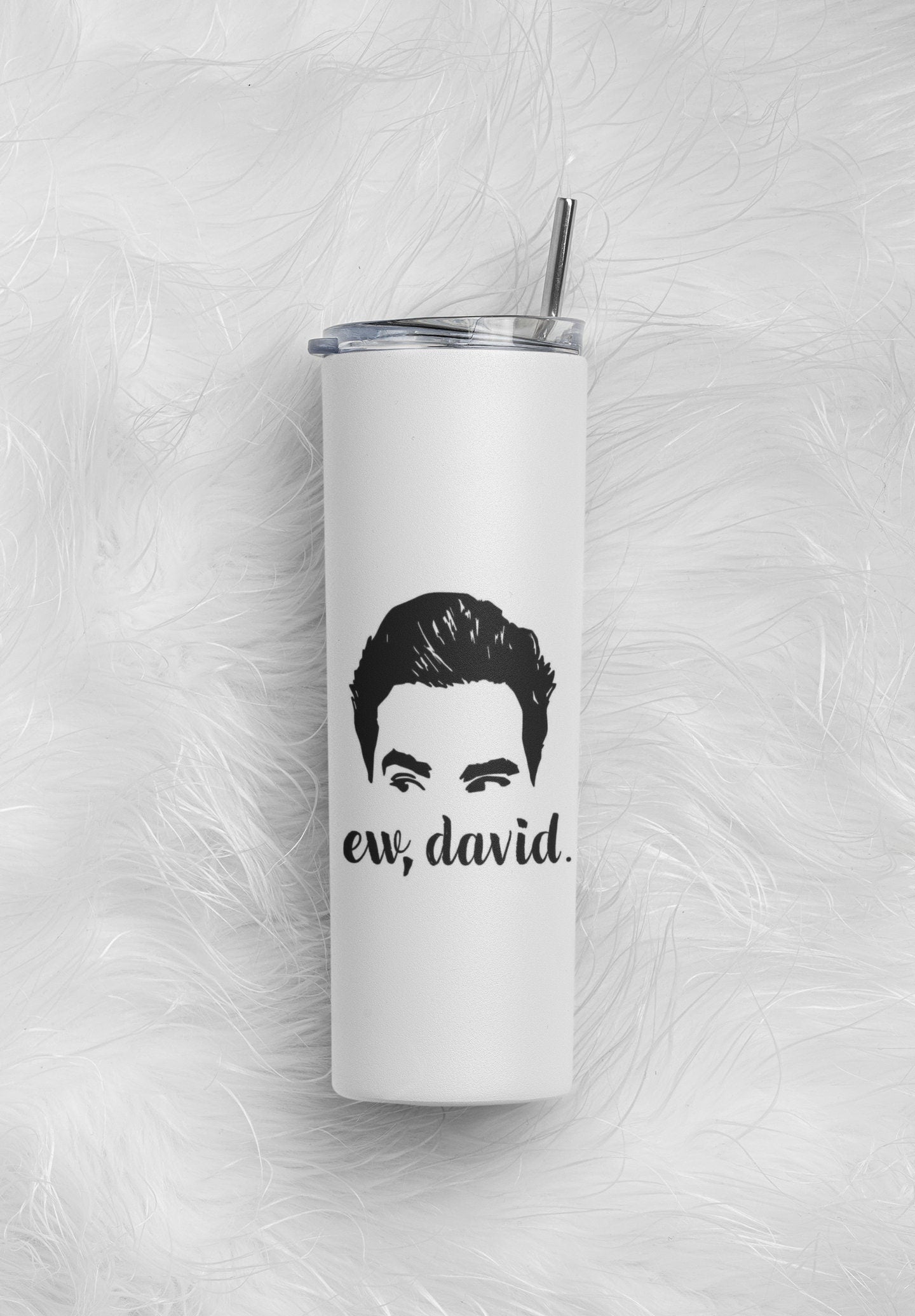 Ew, David - 20 oz Insulated Stainless Steel Tumbler with Plastic Leak Resistant Lid and Metal Straw with Straw Cleaning Brush included