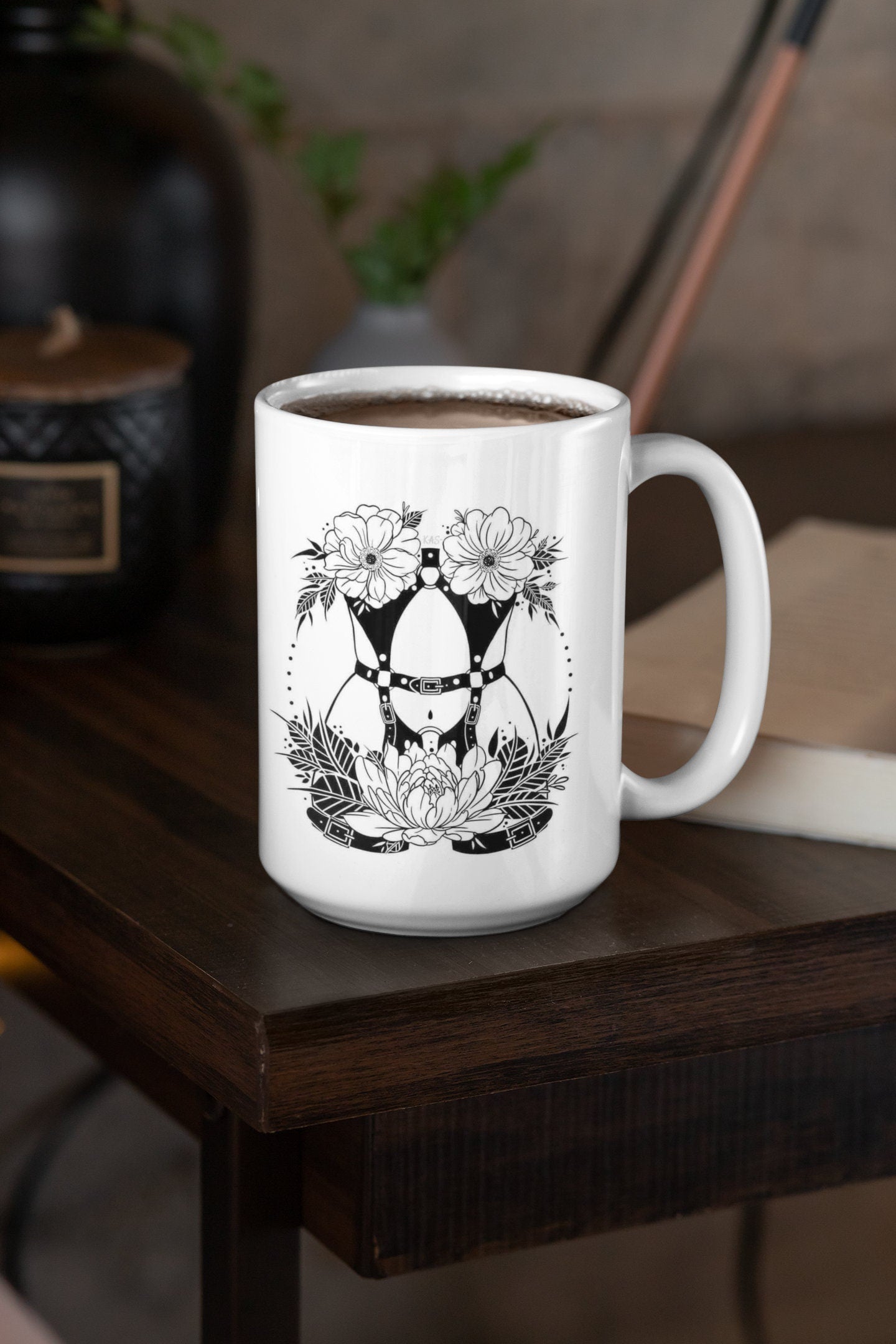 Bondage BDSM - Taza de cerámica de 15 oz recubierta de esmalte con asa. diseño impreso en ambos lados