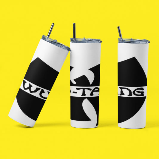 Wu-Tang 4 Eva - Vaso aislado de acero inoxidable de 20 oz con tapa de plástico resistente a fugas y pajita de metal con cepillo de limpieza para pajita incluido