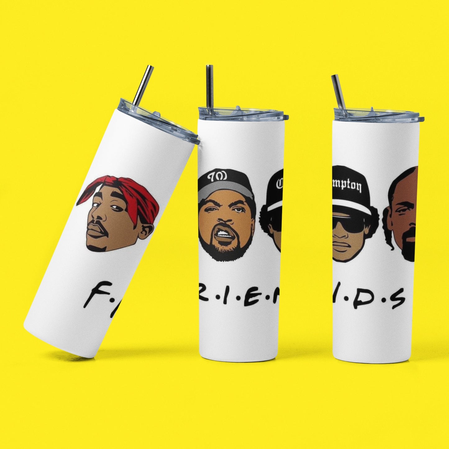 Homies 4 Lyfe - Vaso aislado de acero inoxidable de 20 oz con tapa de plástico resistente a fugas y pajita de metal con cepillo de limpieza para pajitas incluido