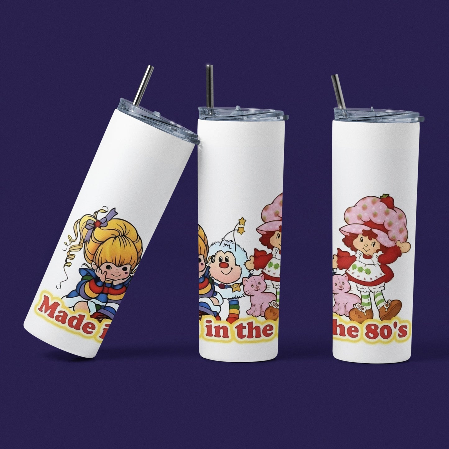 Made in the 80s Simple Friends -20oz Insulated Stainless Steel Tumbler w/Plastic Leak Resistant Lid and Metal Straw with Straw Cleaning Brush included