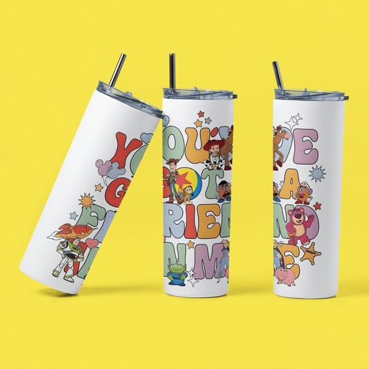 You've Got A Friend In Me - 20 oz Insulated Stainless Steel Tumbler with Plastic Leak Resistant Lid and Metal Straw with Straw Cleaning Brush included