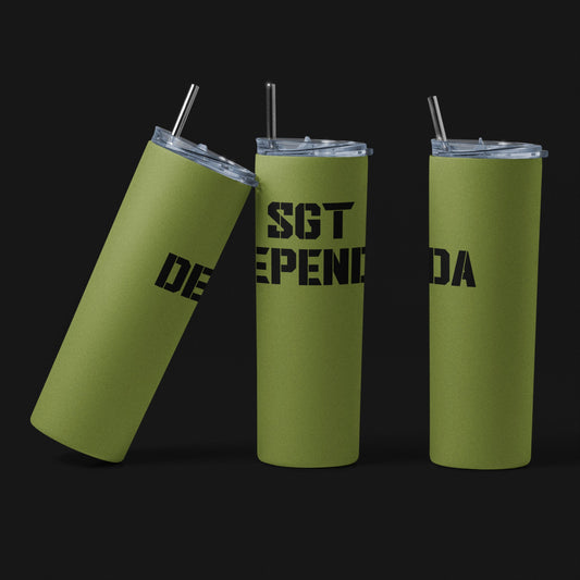 SGT DEPENDA - Vaso aislado de acero inoxidable de 20 oz con tapa de plástico resistente a fugas y pajita de metal con cepillo de limpieza para pajita incluido