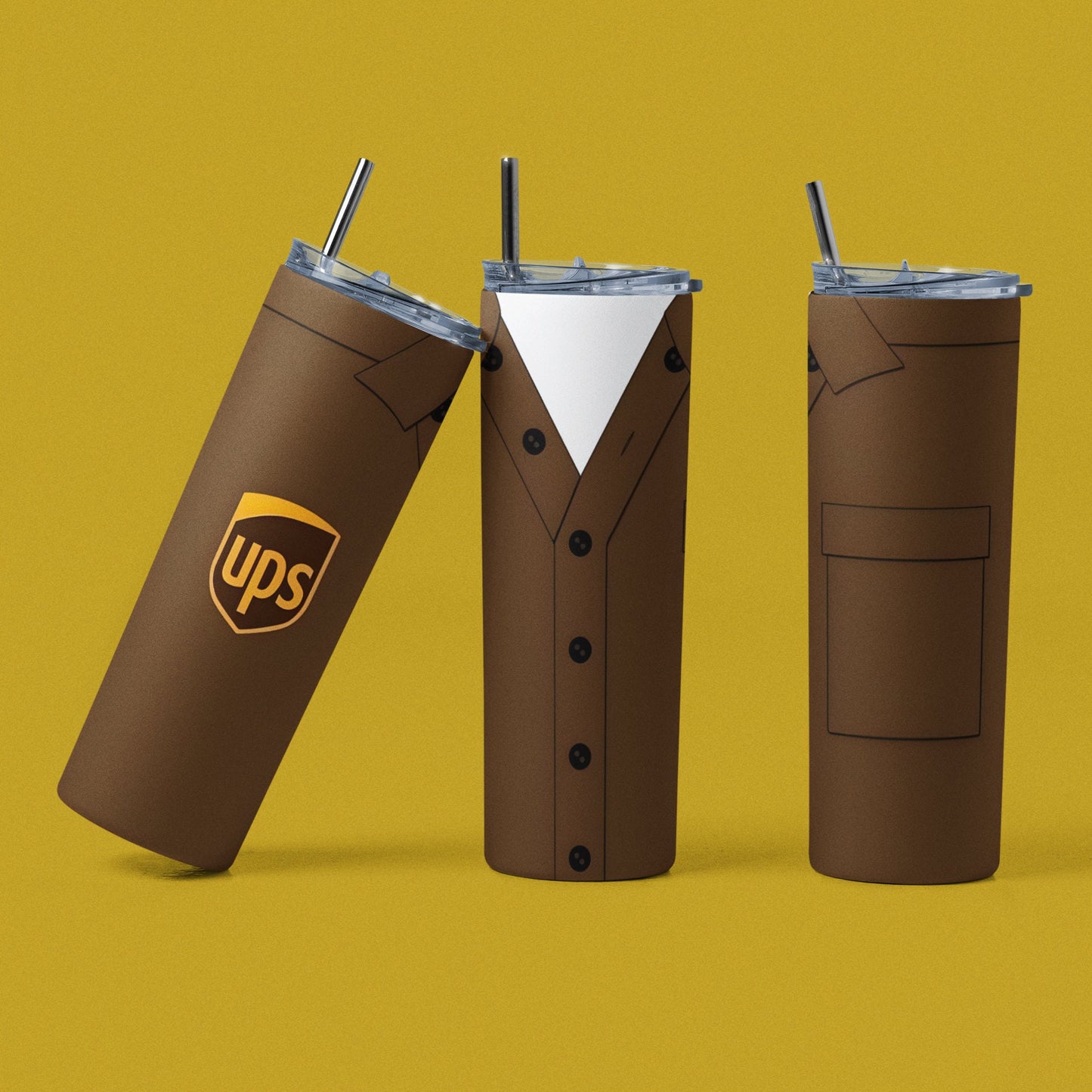 Thank You Package Delivery Carriers - 20 oz Insulated Stainless Steel Tumbler with Plastic Leak Resistant Lid and Metal Straw with Straw Cleaning Brush included